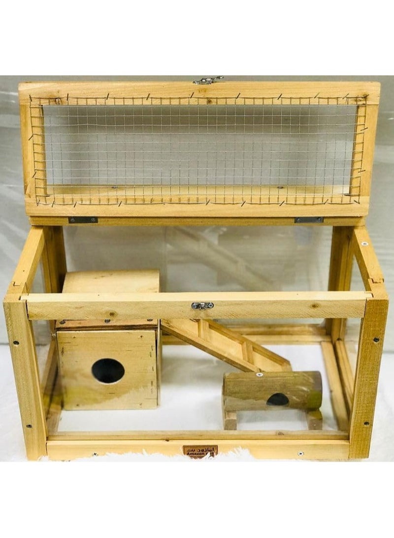 Amazon Pet Natural Wood Hamster and Small Animal House, Wooden Small Pet House - Image 4