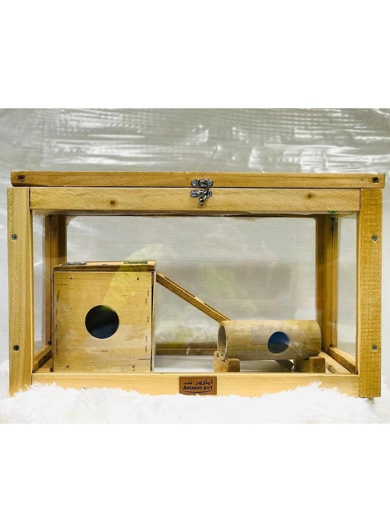 Amazon Pet Natural Wood Hamster and Small Animal House, Wooden Small Pet House - Image 2