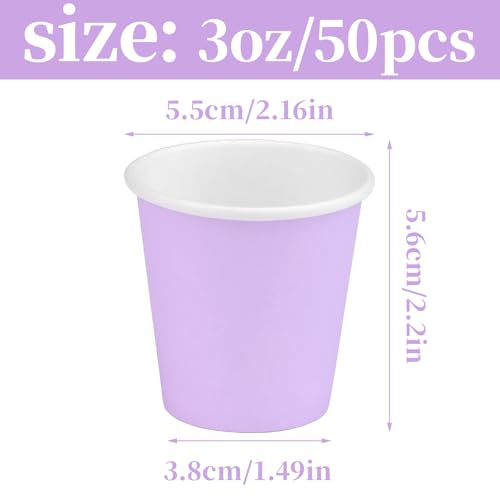 Huaiid 50 Packs 3 oz Disposable Paper Cups, Bathroom Cups Small Paper Cups, Mouthwash Cup Espresso Cup for Party, Bathroom and Office (Purple) - Image 2