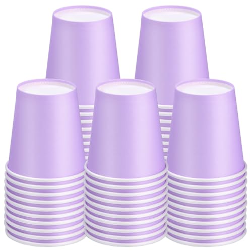 Huaiid 50 Packs 3 oz Disposable Paper Cups, Bathroom Cups Small Paper Cups, Mouthwash Cup Espresso Cup for Party, Bathroom and Office (Purple) - Image 1