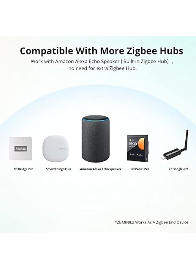 ZBMINIL2 Extreme Zigbee Smart Light Switch (2 Way), Works with Alexa, SmartThings Hub, Google Home& ZBBridge-P, ZigBee Hub Required, No Neutral Required