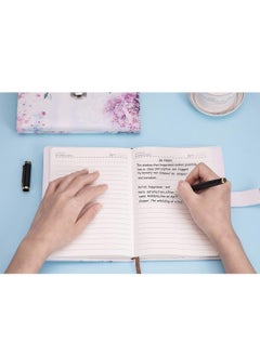 Excefore Leather Diary with Lock, Secret Lock Journal with Exquisite Pattern Design, Refillable Faux Leather Journal Writing Notebook with Pen Holder (Blue, A5)  - Image 3