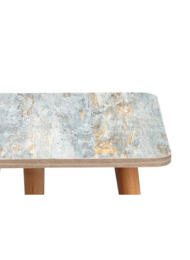 Modern Square Side Table - MDF Top with Beech Wood Legs - 47x47x43 cm (Sky Blue& Gray) - Image 3