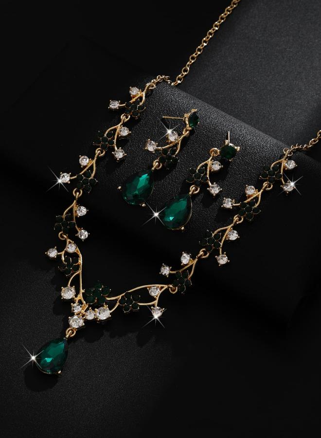 Take Two 2-Piece Rhinestone Drop Embellished Necklace and Earrings Jewelry Set - Image 4