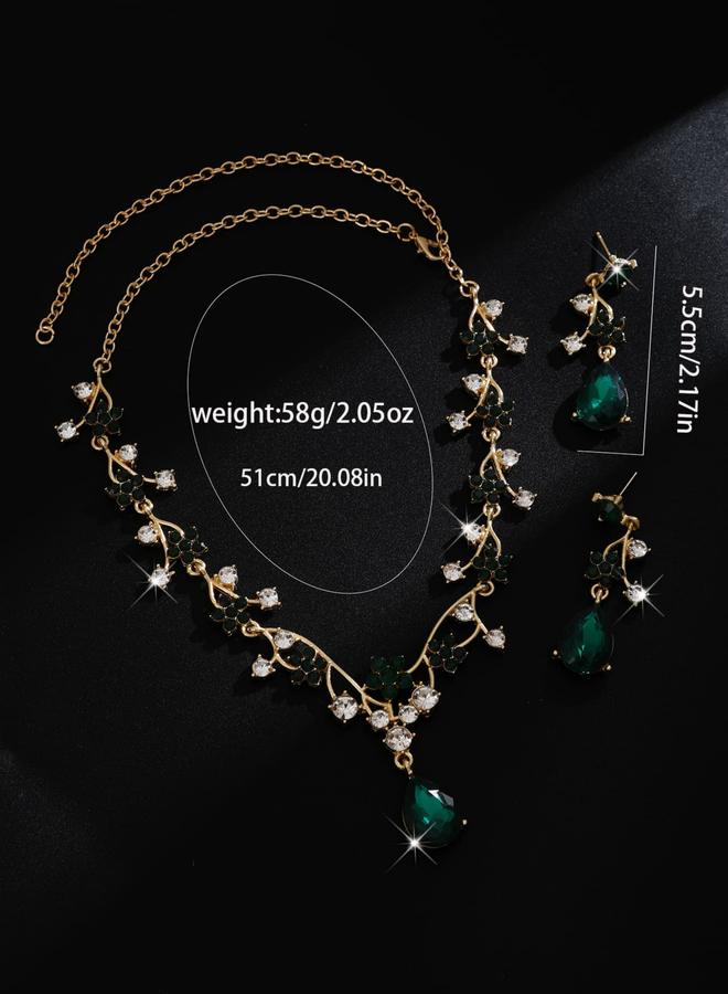 Take Two 2-Piece Rhinestone Drop Embellished Necklace and Earrings Jewelry Set - Image 3
