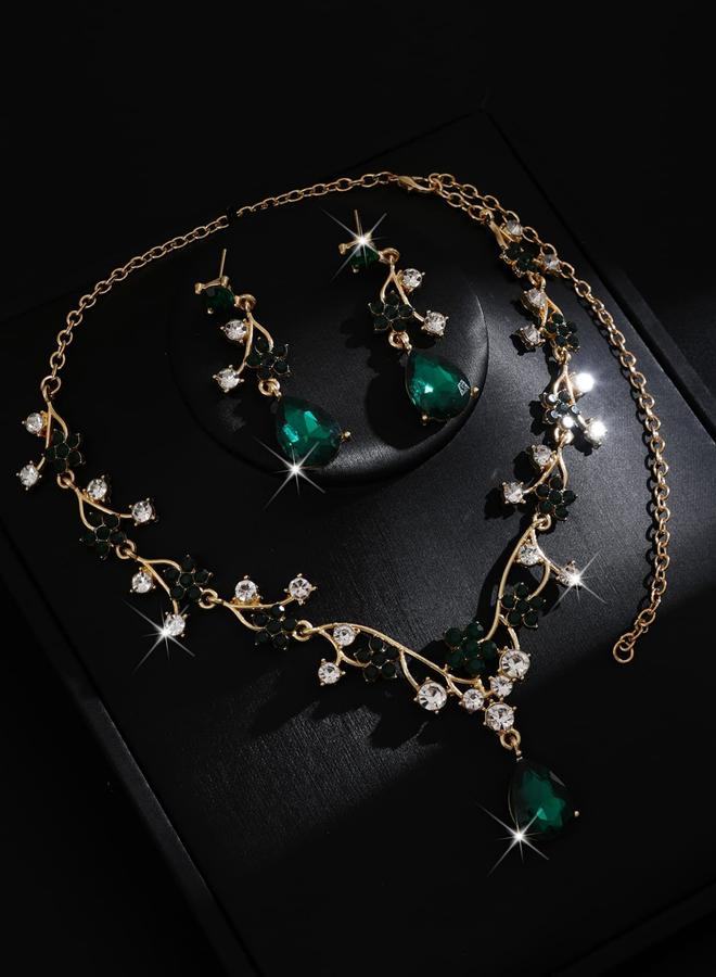 Take Two 2-Piece Rhinestone Drop Embellished Necklace and Earrings Jewelry Set - Image 2