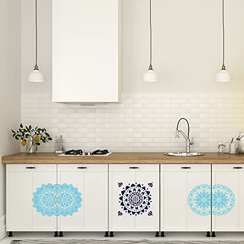 Zonon 12 Pieces Large Mandala Stencil Reusable Stencil Laser Cut Painting Template For Wall Tile Floor Fabric Furniture Painting,12 Styles,3 Sizes (Delicate Style) - Image 2