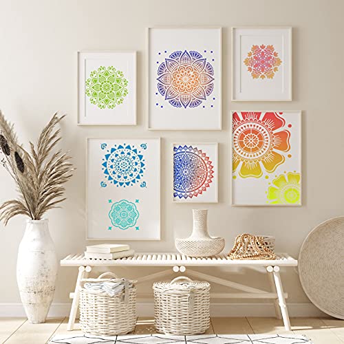 Zonon 12 Pieces Large Mandala Stencil Reusable Stencil Laser Cut Painting Template For Wall Tile Floor Fabric Furniture Painting,12 Styles,3 Sizes (Delicate Style) - Image 4