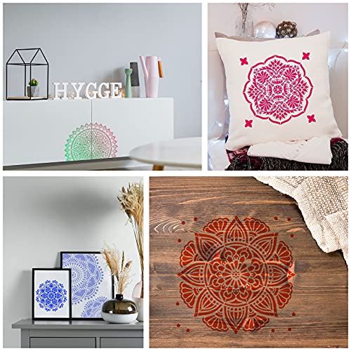 Zonon 12 Pieces Large Mandala Stencil Reusable Stencil Laser Cut Painting Template For Wall Tile Floor Fabric Furniture Painting,12 Styles,3 Sizes (Delicate Style) - Image 5