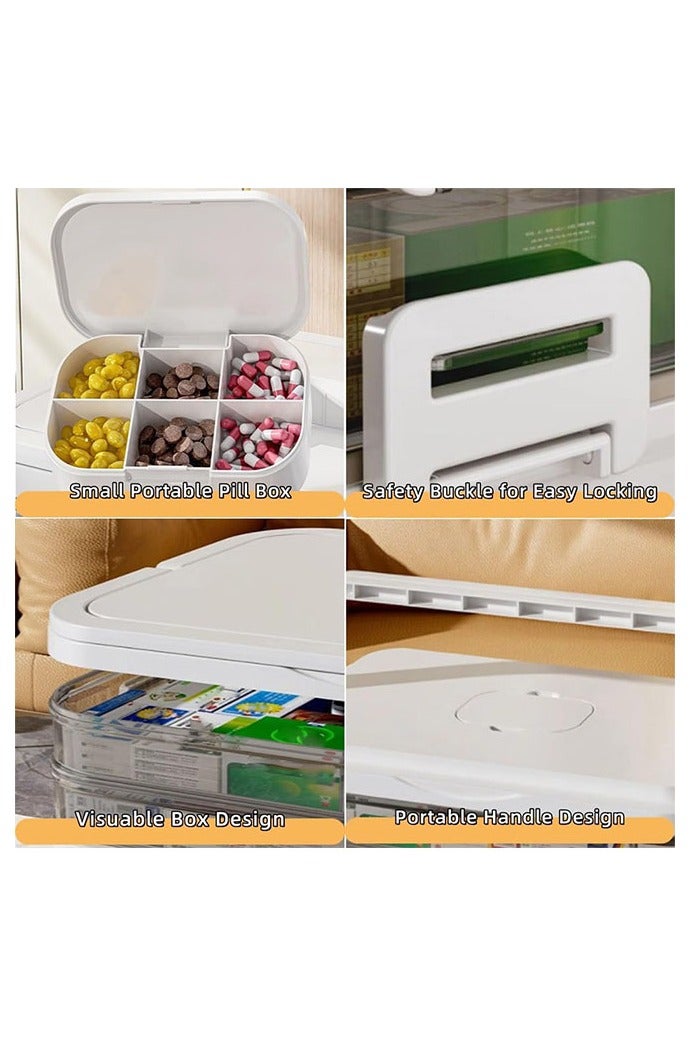 هومستر سعة كبيرة متعددة الطبقات تصنيف دائم صندوق التخزين المحمول، ضروري للمنزل والسفر، صندوق التخزين الشفاف - سهل التنظيف، مناسبة لمنظمة صندوق حبوب، لوازم المكتب، لوازم الخياطة، لوازم الحمام تخزين صندوق - Image 4