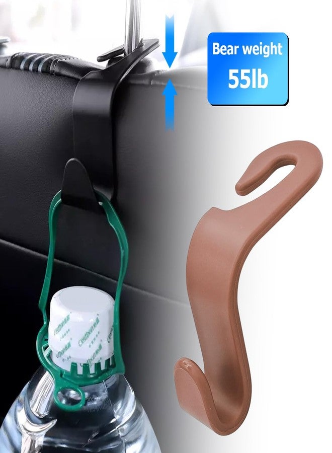 Hanemia 4PCS Car Back Seat Headrest Hooks, Rear Car Seat Storage Headrest Hanger Holder Hooks Organizer, Universal Auto Interior Accessories for Bag Purse Handbag Cloth Coats Grocery (Brown) - Image 4