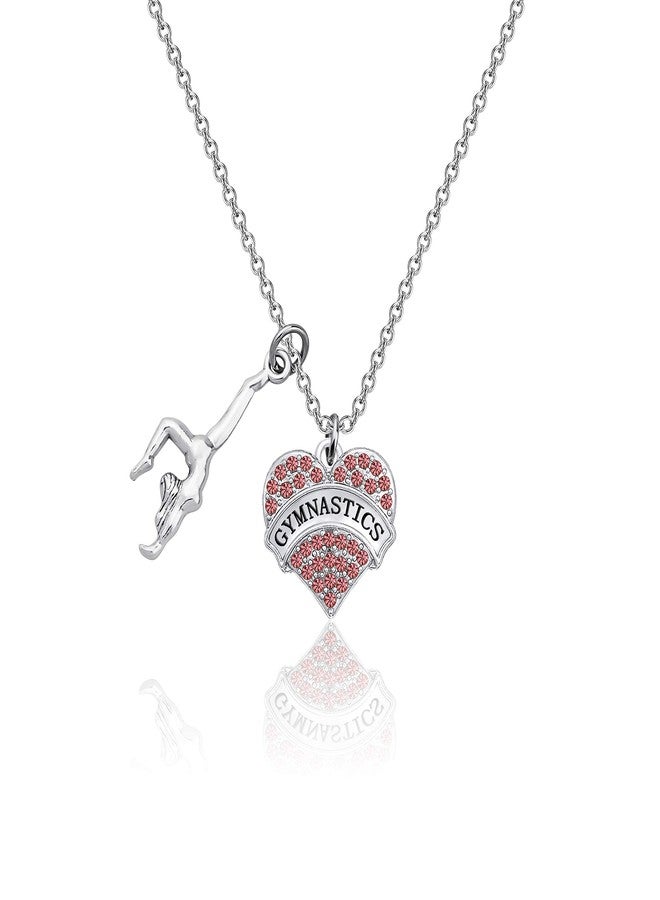 Gzrlyf Gymnast Necklace and Earrings Set Gymnastics Gifts for Gymnast Gymnastics Coach (heart necklace) - Image 1
