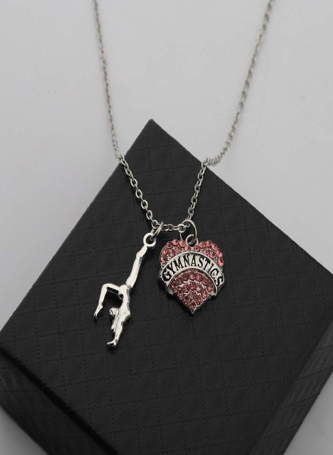 Gzrlyf Gymnast Necklace and Earrings Set Gymnastics Gifts for Gymnast Gymnastics Coach (heart necklace) - Image 3