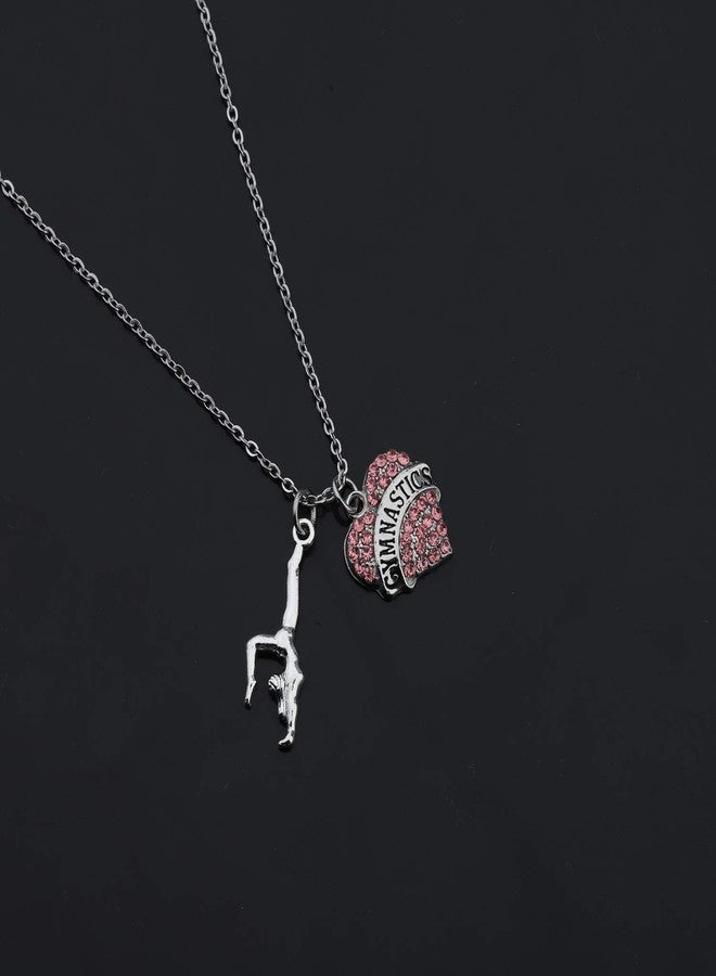 Gzrlyf Gymnast Necklace and Earrings Set Gymnastics Gifts for Gymnast Gymnastics Coach (heart necklace) - Image 2