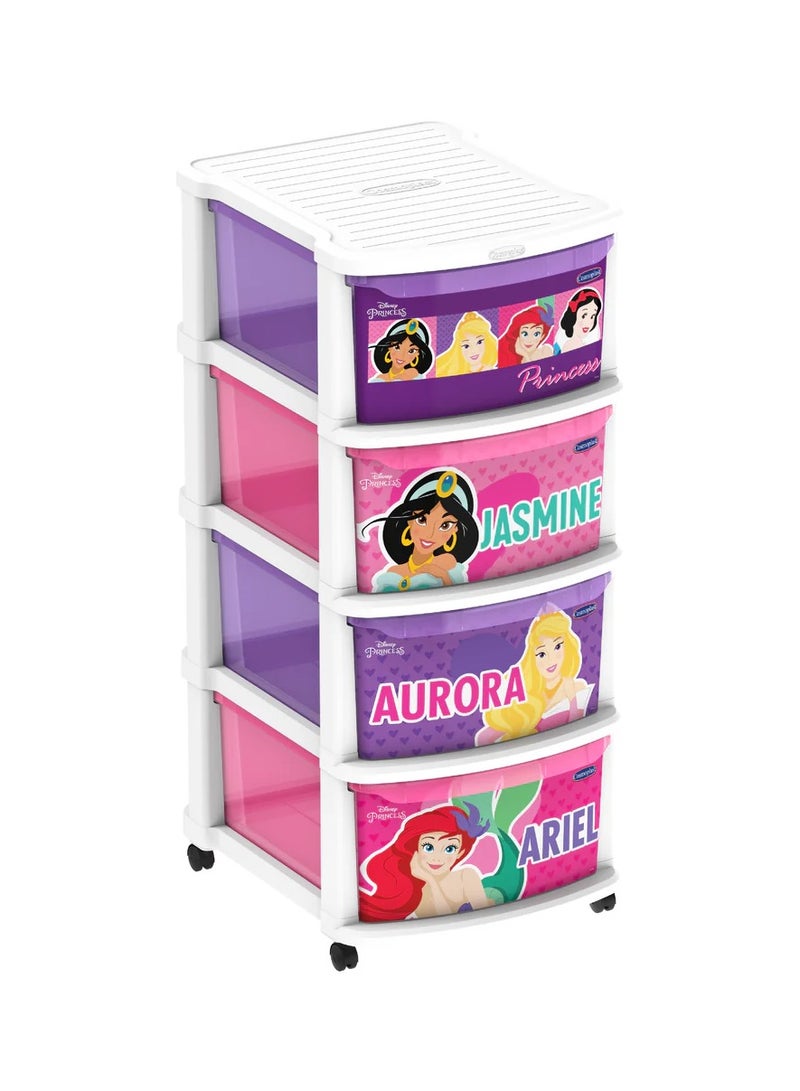 كوزموبلاست خزانة تخزين متعددة الأغراض من ديزني برينسيس، 4 أدراج بعجلات