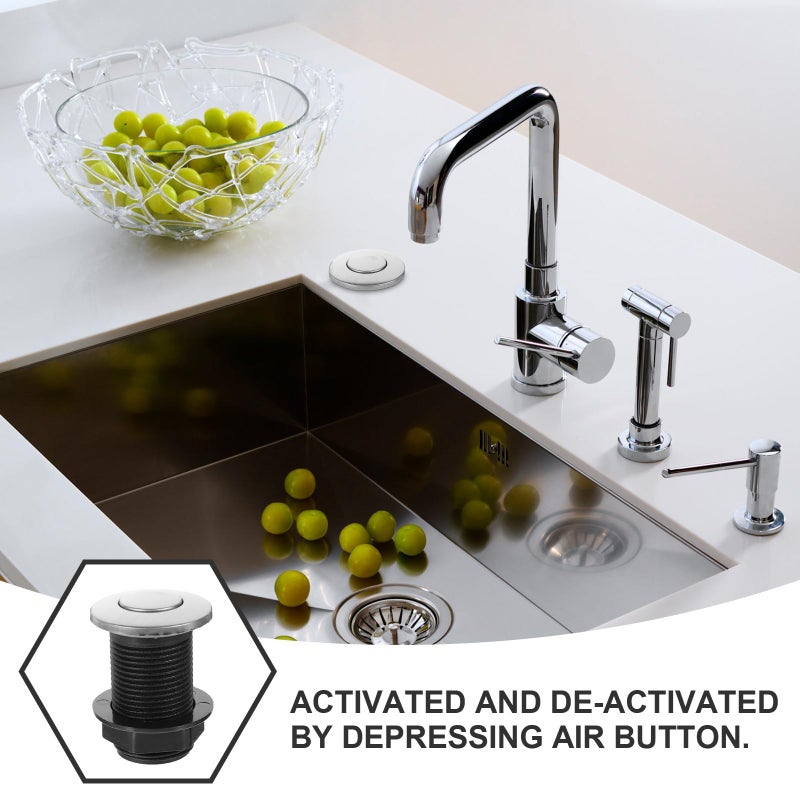 32mm Garbage Disposal Air Switch Stainless Steel Sink Top Mount Pneumatic Button - Image 4
