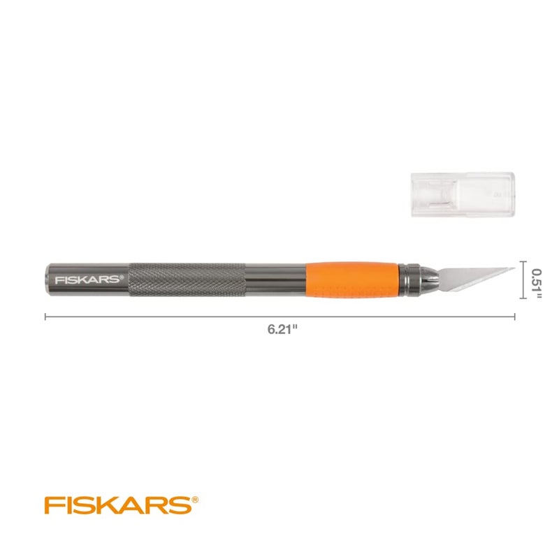 Fiskars SoftGrip Detail Craft Knife - 8" Exacto Knife for Crafting - Multi-Use Exacto Blade Included with Protective Cover - Image 2