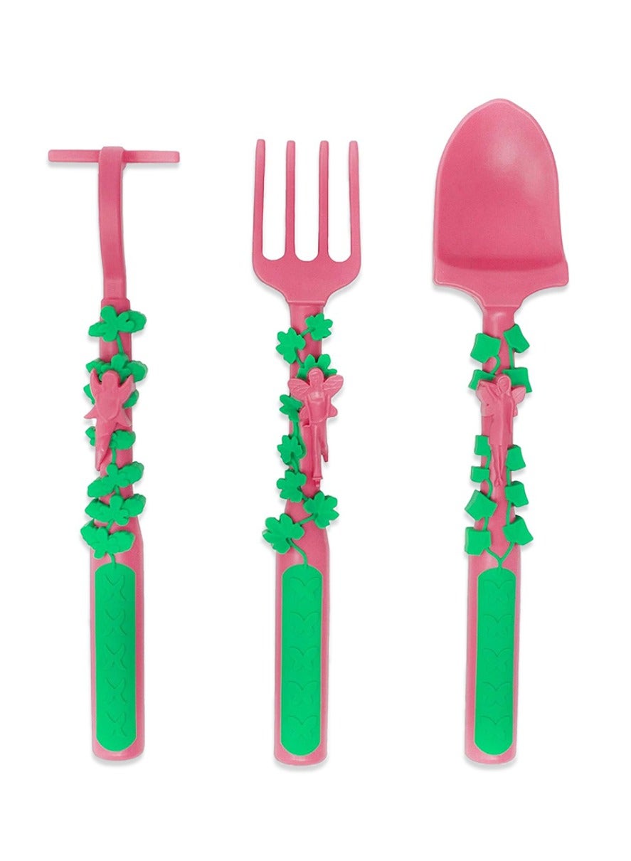 Eazy Kids Spoon, Fork & Pusher - Pink, Gardening, 3Pcs