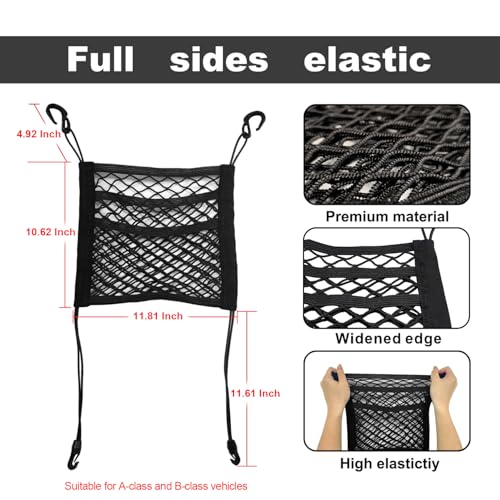 VEHIRIE Polyester SEAT BACK ORGANIZER 30X27 CM CAR NET POCKET, Automobiles, Black - Image 2