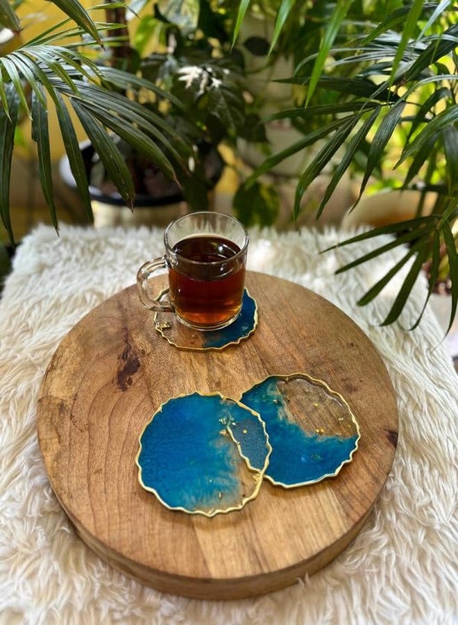 Artlia Handcrafted Geode Coasters for Dining Table Set of 2 (4'' Diameter Ideal for Gifting (Birthdays,Anniversaries,Weddings),Enhancing Home Decor,Gifts,and Special Occasions (Blue) - Image 3
