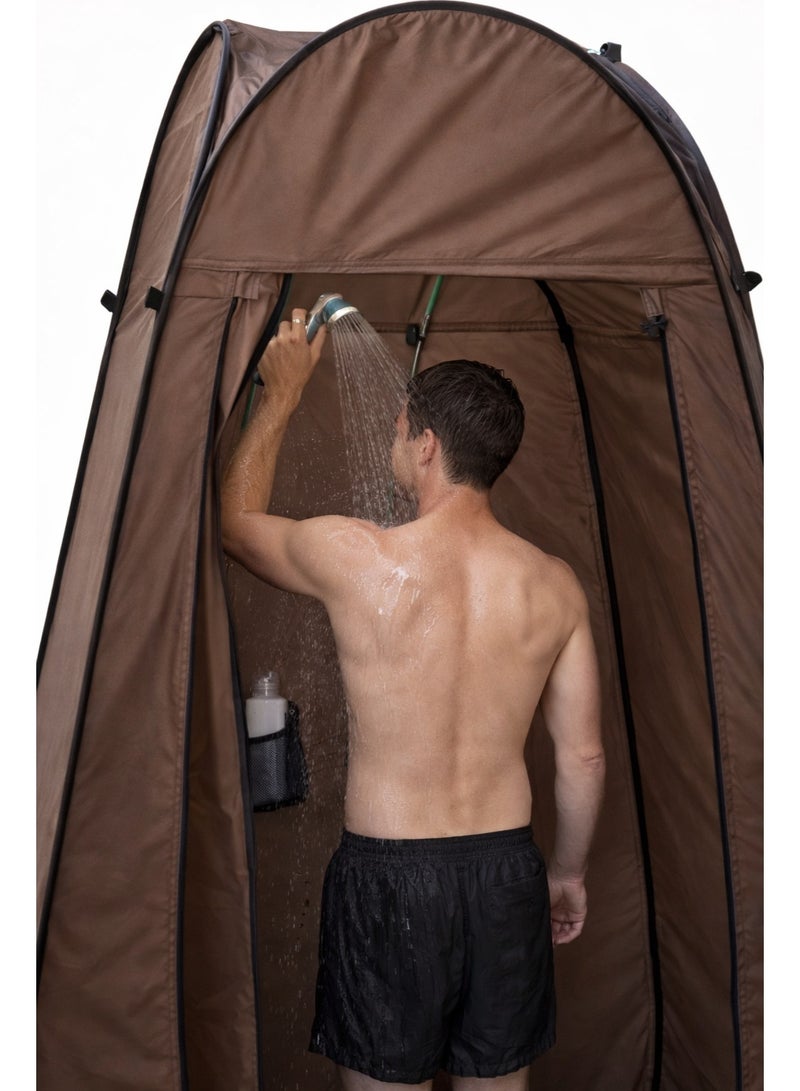 Waterproof portable shower tent – ​​chocolate brown - Image 4