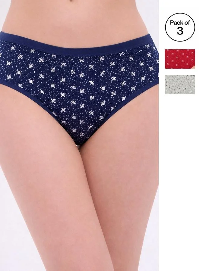 Take Two Pack of 3 - Printed Mid Rise Briefs By LAZZYCAT