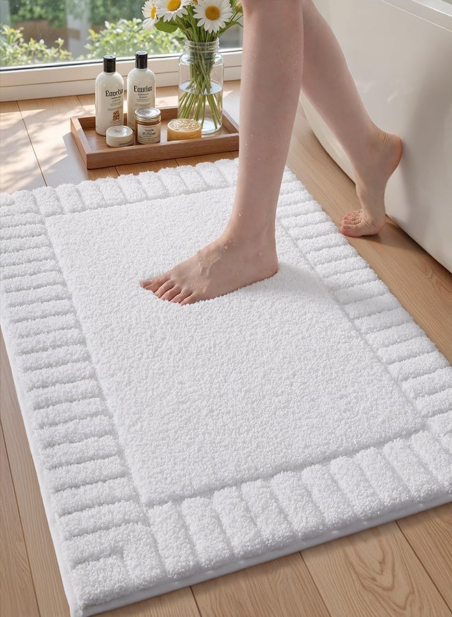 Geometric Pattern Large Non-Slip Bathroom Rug (24" X 36") – Absorbent White Bath Mat; Soft Rug Suitable For Bathroom Floors, Showers, Bathtubs, And Laundry Rooms - Image 5