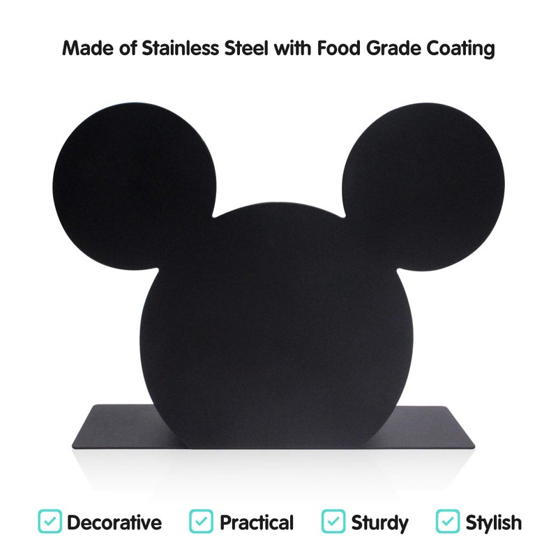 Finex BLACK Mickey Head Premium Stainless Steel Napkin Holder Stand for home kitchen table party RV camper restaurant - Image 2