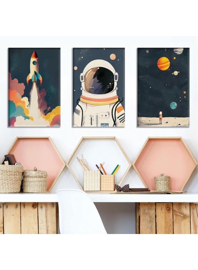 موان تابلوه حائط اطفال 3 قطع 30×40 سم لكل قطعة - سمك 30 مم - طباعة ديجيتال بطبقة UV - لاصق ذاتي سهل التركيب- خامات امنه - Image 2