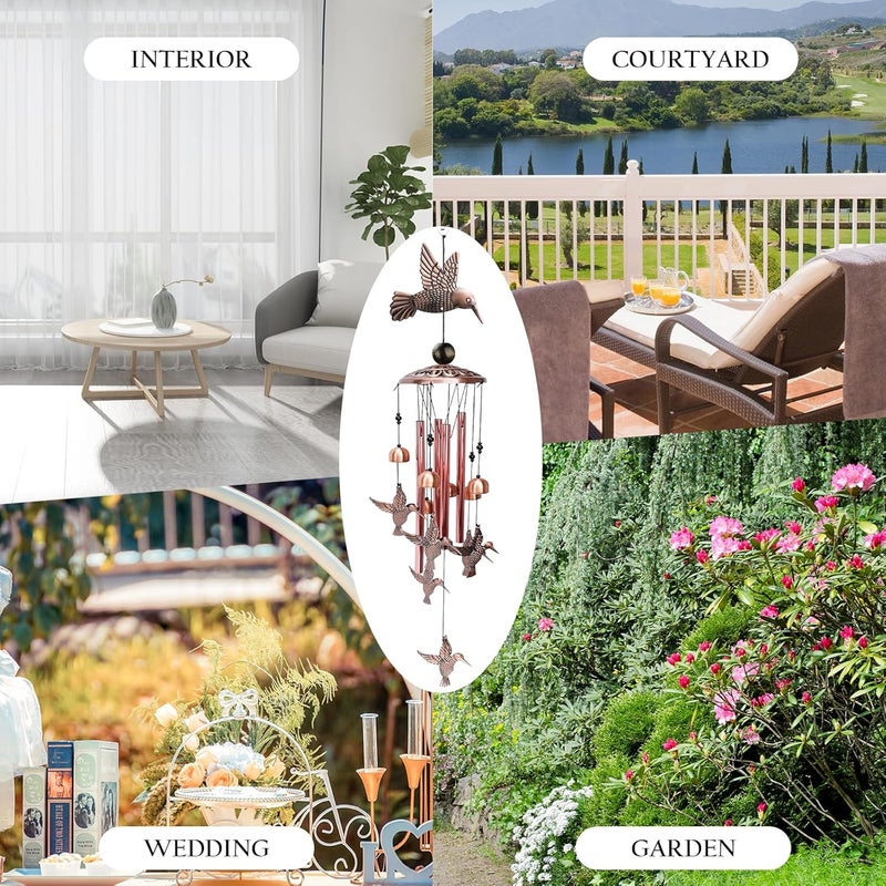 Wind Chimes for Outside, Metal Memorial Wind Chimes with S Hook for Home Patio Porch Garden or Backyard Outdoor Decor-Ideal Gift for Women (Bird) - Image 5