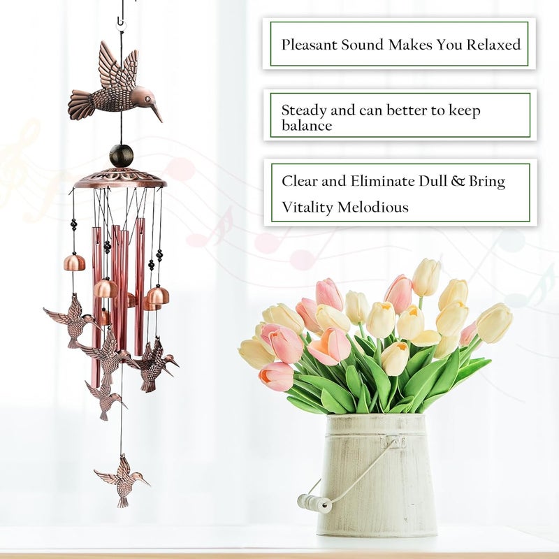 Wind Chimes for Outside, Metal Memorial Wind Chimes with S Hook for Home Patio Porch Garden or Backyard Outdoor Decor-Ideal Gift for Women (Bird) - Image 4