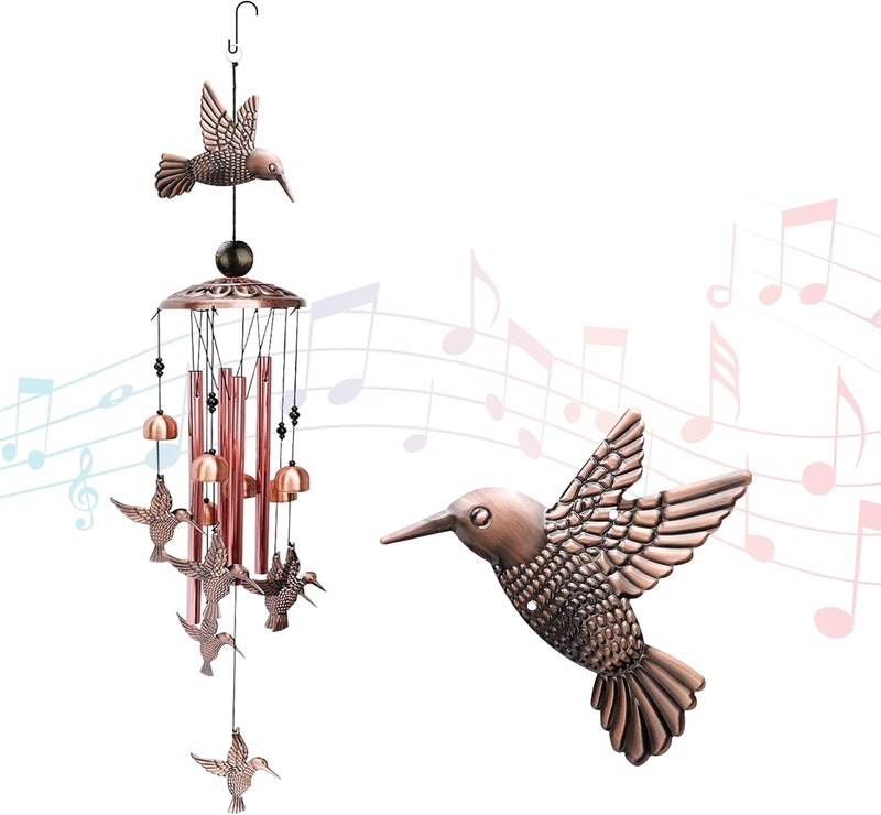 Wind Chimes for Outside, Metal Memorial Wind Chimes with S Hook for Home Patio Porch Garden or Backyard Outdoor Decor-Ideal Gift for Women (Bird) - Image 1