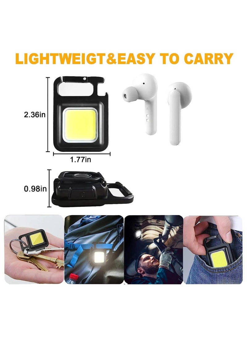 2 Pack Rechargeable Flashlights, 5 Modes Mini Flashlight Keychain with Folding Bracket Bottle Opener and Magnetic Base for Emergency and Outdoor Use  - Image 4
