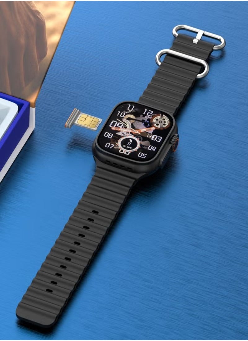 Oteeto - Oteeto TU94 4G Android Smart Watch With Sim Slot 2 Pair Straps and Support Multiple Applications Designed for Ladies and Gents Black - Image 1