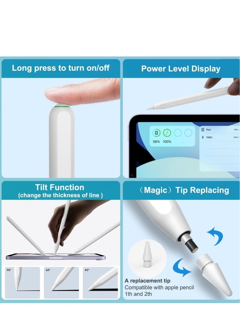 iPad Stylus Pen with Bluetooth Magnetic – Palm Rejection & Tilt Support, Compatible with iPad Pro 11" (1/2/3), iPad Pro 12.9" (3/4/5), iPad Air 4/5, iPad Mini 6 - Image 2