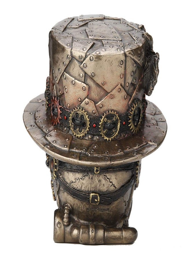 فيرونيز ديزاين تمثال فيرونيز ديزاين على طراز ستيمبانك، مقاس 4.5 بوصة، على شكل جمجمة دراجة نارية وقبعة متقاطعة، بلمسة نهائية برونزية عتيقة، مناسب لوضعه على سطح الطاولة. - Image 5