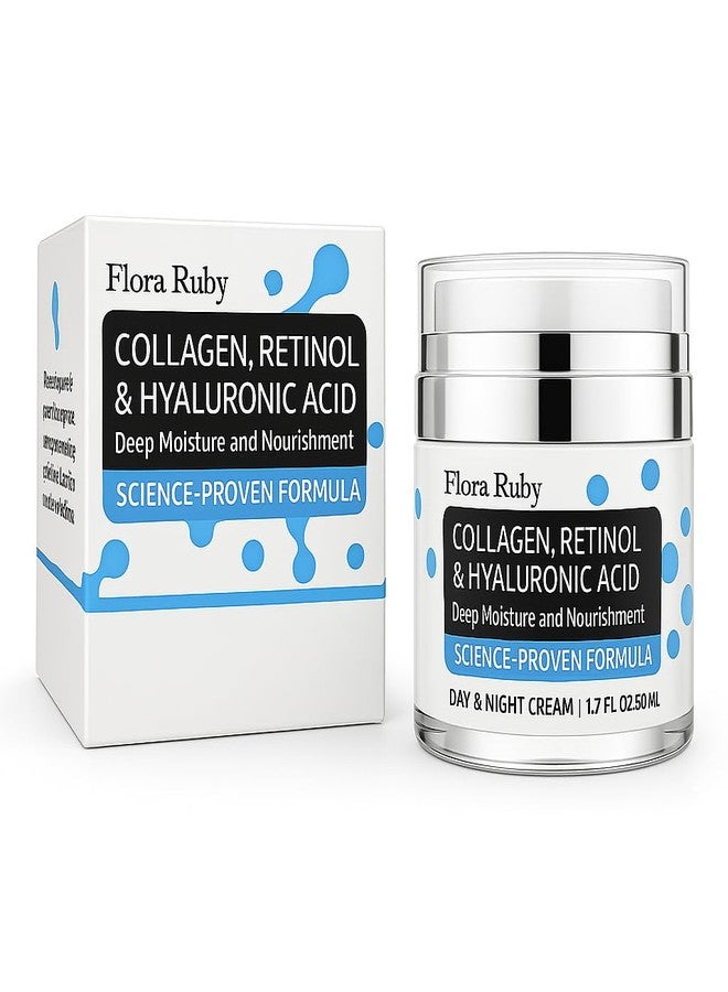 FLORA RUBY Anti-Aging Face Moisturizer Cream. Infused with Collagen, Retinol, and Hyaluronic Acid, this daily moisturizer targets your face, and neck for a smoother, firmer appearance. 1.7 fl. oz. - Image 1