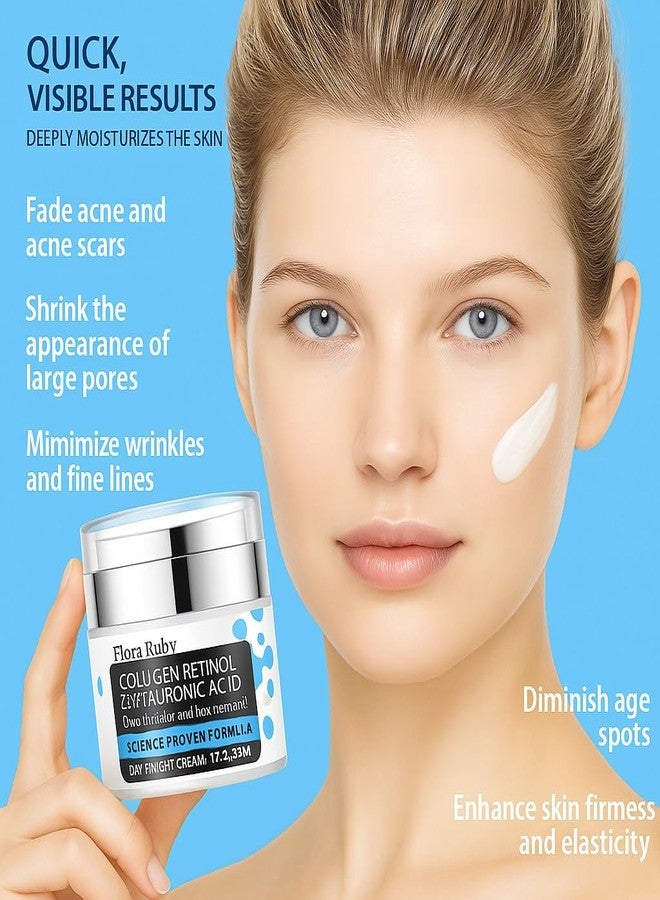 FLORA RUBY Anti-Aging Face Moisturizer Cream. Infused with Collagen, Retinol, and Hyaluronic Acid, this daily moisturizer targets your face, and neck for a smoother, firmer appearance. 1.7 fl. oz. - Image 2