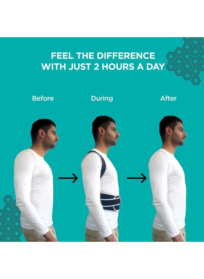 TruHabit مصحح وضعية الجسم للرجال (XL) حزام دعم الظهر حزام دعم الظهر لتخفيف آلام الظهر ومنع الحدبة، دعم كتف قابل للتعديل، حزام الظهر لآلام الظهر وحزام الكتف للرجال - Image 3