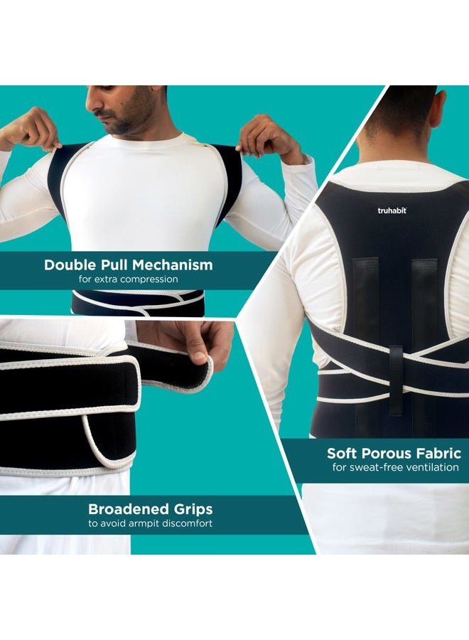 TruHabit مصحح وضعية الجسم للرجال (XL) حزام دعم الظهر حزام دعم الظهر لتخفيف آلام الظهر ومنع الحدبة، دعم كتف قابل للتعديل، حزام الظهر لآلام الظهر وحزام الكتف للرجال - Image 2