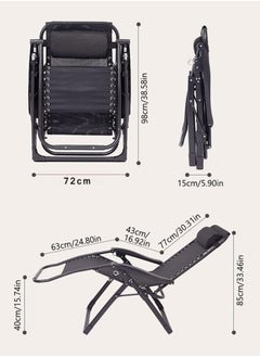 CityRiya-Long Camping Chair Foldable Reclining Lounge Chair Outdoor Beach Chair Relaxing Chair Modern Leisure Recliner Chair Comfortable Sun Loungers Side Garden Chair for Patio Balcony Pool Garden  - Image 4
