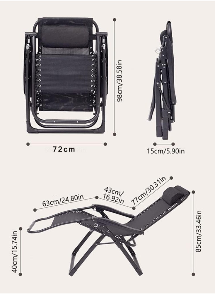 CityRiya-Long - Camping Chair Foldable Reclining Lounge Chair Outdoor Beach Chair Relaxing Chair Modern Leisure Recliner Chair Comfortable Sun Loungers Side Garden Chair for Patio Balcony Pool Garden - Image 1