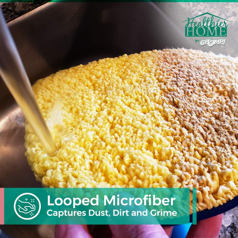 CHOMP! Microfiber Mop Refill Pack: 5 Minute CleanWalls 3-pak Yellow Reusable Washable Wall Washer, Ceiling Cleaner and Baseboard Duster - Dry Dust / Wet Wash Pads - Image 4