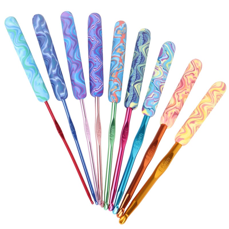 Coopay Warm Crochet Hooks Comfort Grip Pretty Starry Night Art Handle Crochet Set for Beginners Longer Aluminum Shaft Crochet Hook Set 20mm60mm Smooth Crochet Needles Set for Crochet Yarn