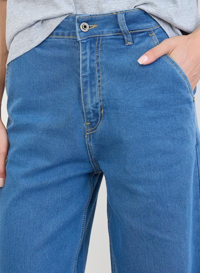 ستايلي بنطال جينز أساسي بأرجل واسعة للنساء - Image 3