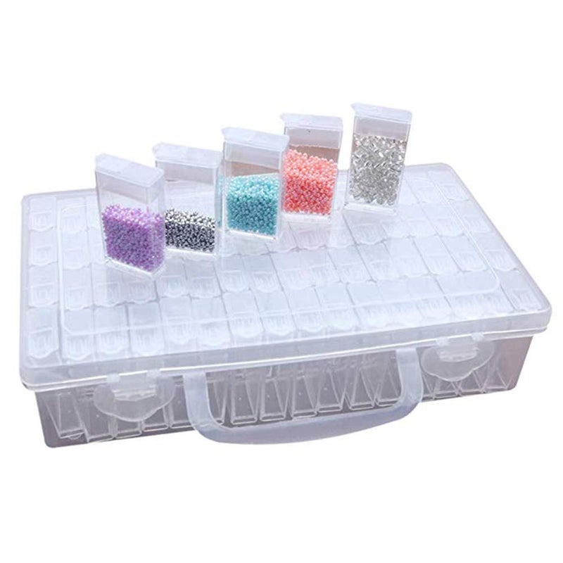 Ameedarshan 64 Grid Plastic Storage BoxContainer Storage Clear Plastic Jewelry Organizer Box for DIY 5D Diamond Painting Tools Kit Art Embroidery - Image 1