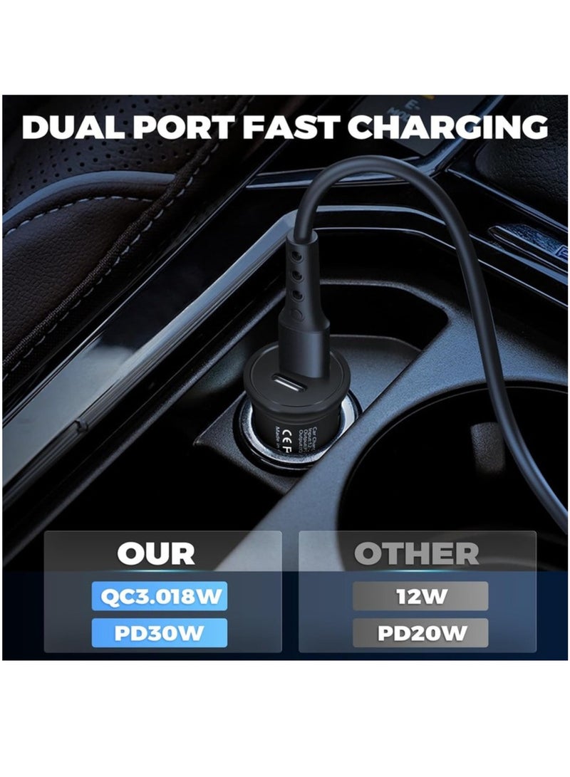 USB-C Car Charger – Ultra-Compact Dual Port Adapter with 38W Power Delivery  18W QC 3.0 Fast Charging – Black - Image 5