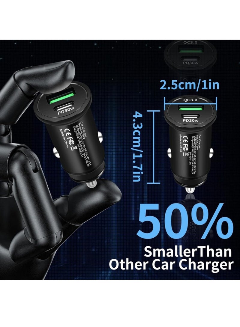 USB-C Car Charger – Ultra-Compact Dual Port Adapter with 38W Power Delivery  18W QC 3.0 Fast Charging – Black - Image 2