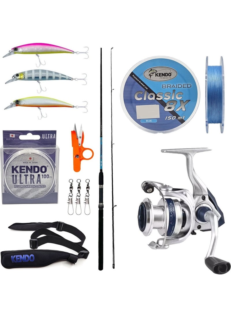 Yek Outdoor - Yekoutdoor Spin Fishing Rod Set Okuma G-Power Spin 8' 240CM 15-40 gr 2 Pieces Spin Rod&okuma ARIA-3000A Painting Silver 1bb Fishing Machine - Image 1