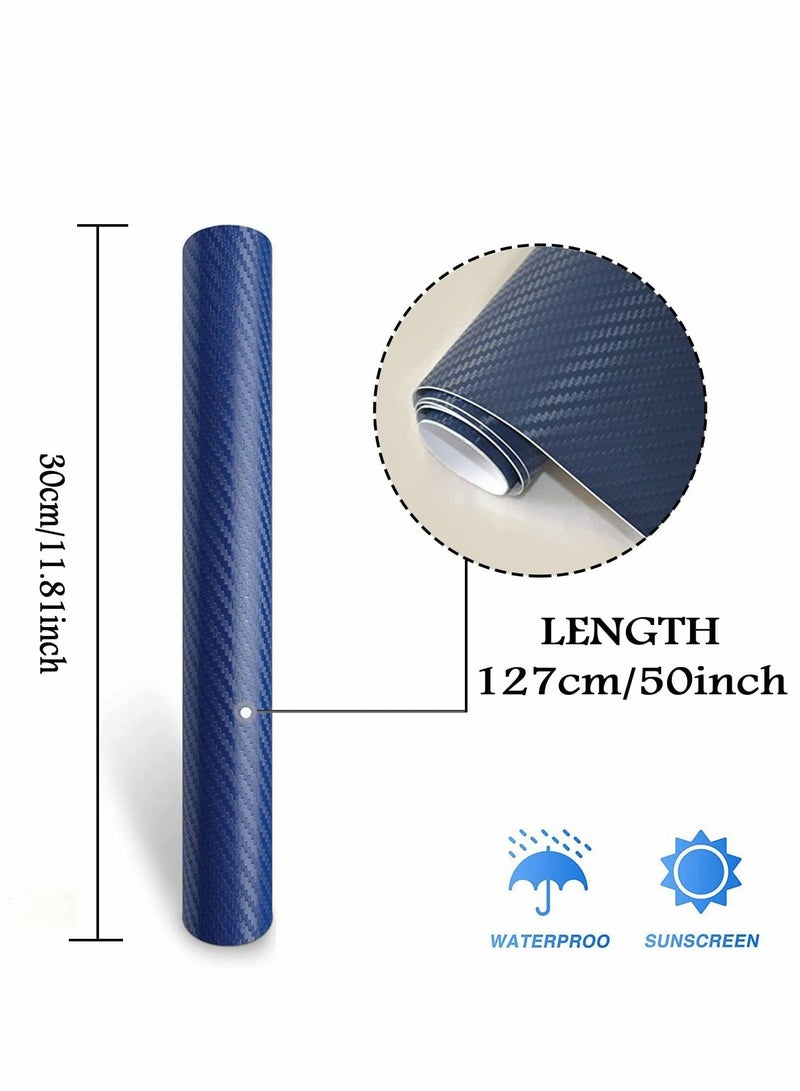 Carbon Fiber Vinyl Wrap for Cars DIY Wrap Sheet Roll Film Sticker Decal Adhesive Cars Auto 3D Carbon Fiber Vinyl Wrap Sheet Decoration for Car Motorcycle Wrap DIY Interior Exterior (Blue) - Image 3